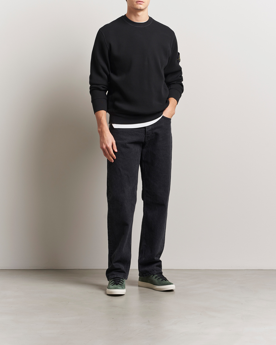 Herren | Pullover | Stone Island | Organic Cotton Waffle Fleece Sweatshirt Black