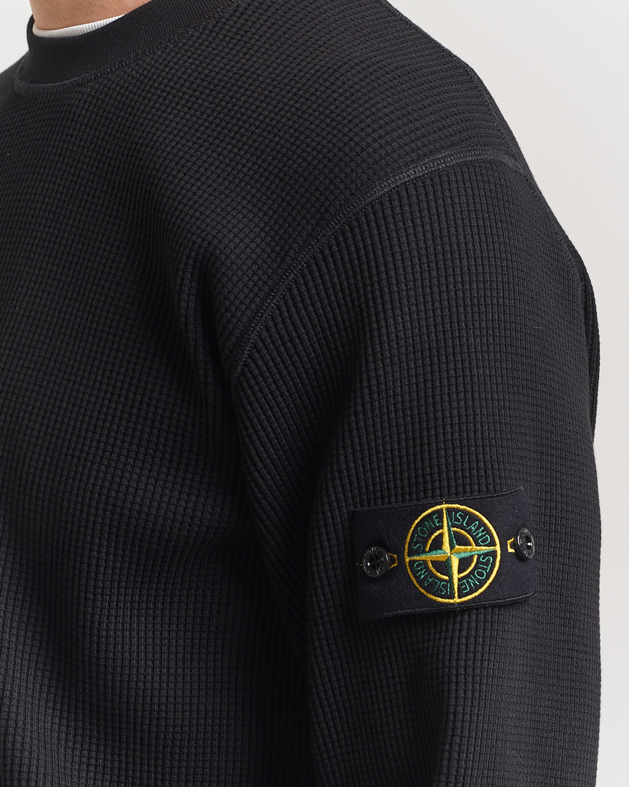 Herren | Pullover | Stone Island | Organic Cotton Waffle Fleece Sweatshirt Black