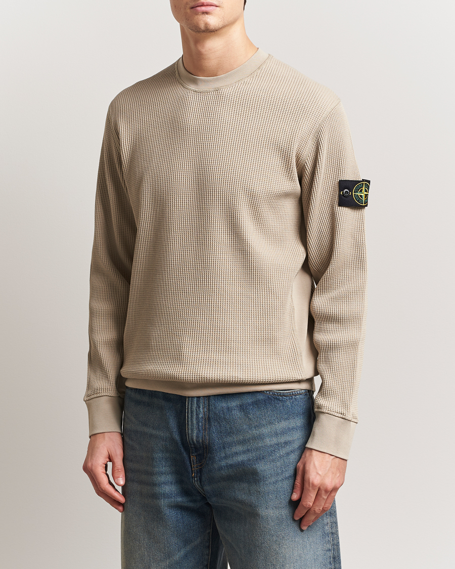 Herren | Pullover | Stone Island | Organic Cotton Waffle Fleece Sweatshirt Desert