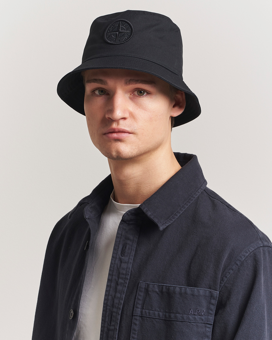 Herren | Stone Island Logo Bucket Hat Black | Stone Island | Logo Bucket Hat Black