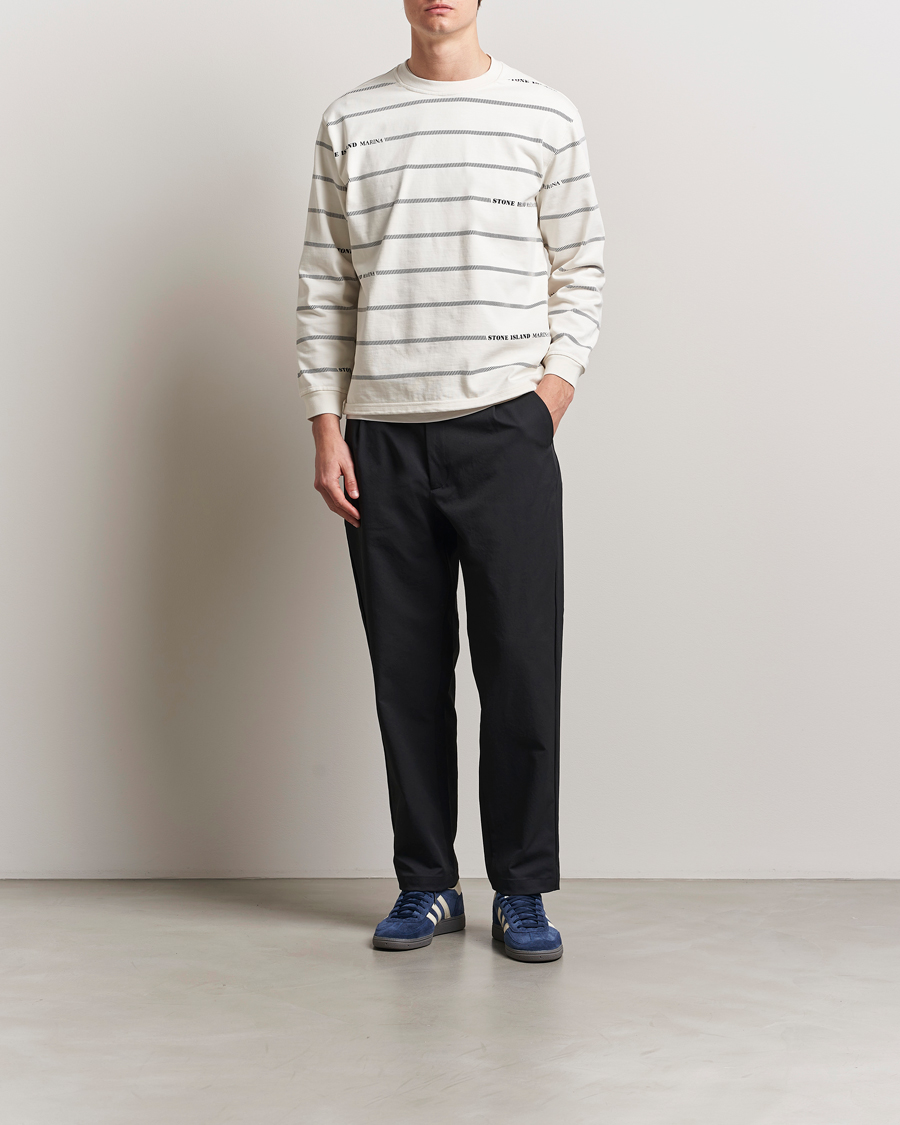 Herren | Pullover | Stone Island | Marina Striped Cotton Sweatshirt Ivory