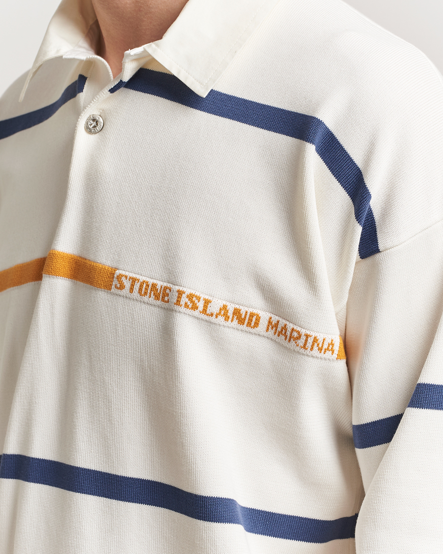 Herren | Pullover | Stone Island | Marina Striped Cotton Rugby Ivory