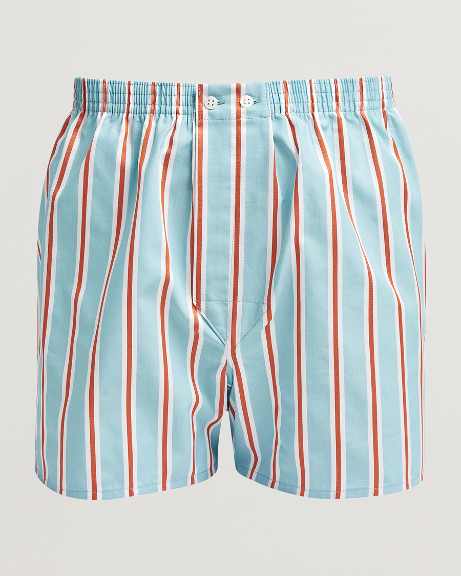 Herren | Unterwäsche | Derek Rose | Classic Fit Woven Cotton Boxer Shorts Turquoise
