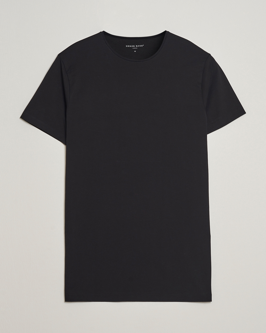 Herren | T-Shirts | Derek Rose | Pima Cotton Crew Neck T-Shirt Black