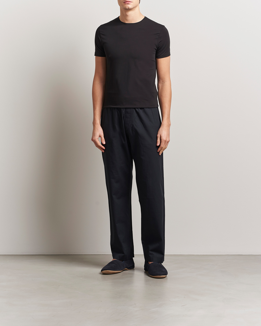 Herren | T-Shirts | Derek Rose | Pima Cotton Crew Neck T-Shirt Black