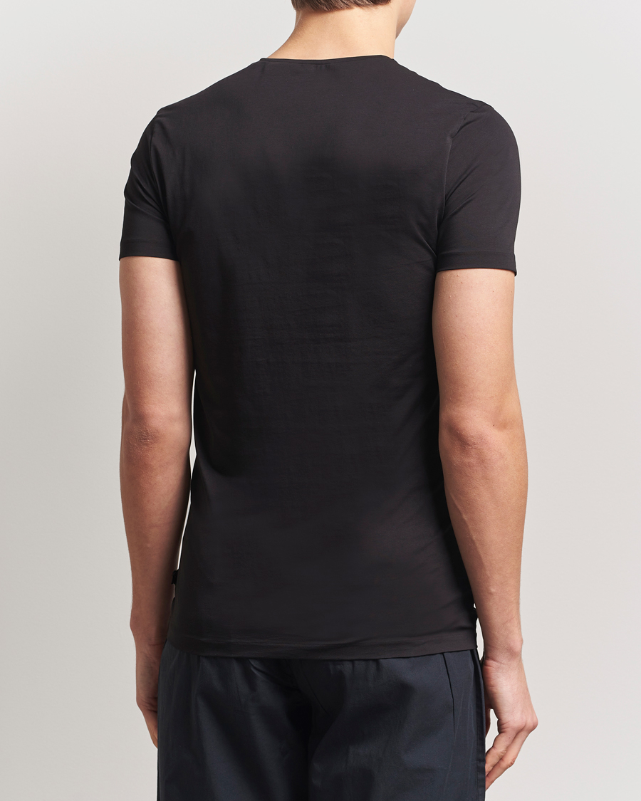 Herren | T-Shirts | Derek Rose | Pima Cotton Crew Neck T-Shirt Black