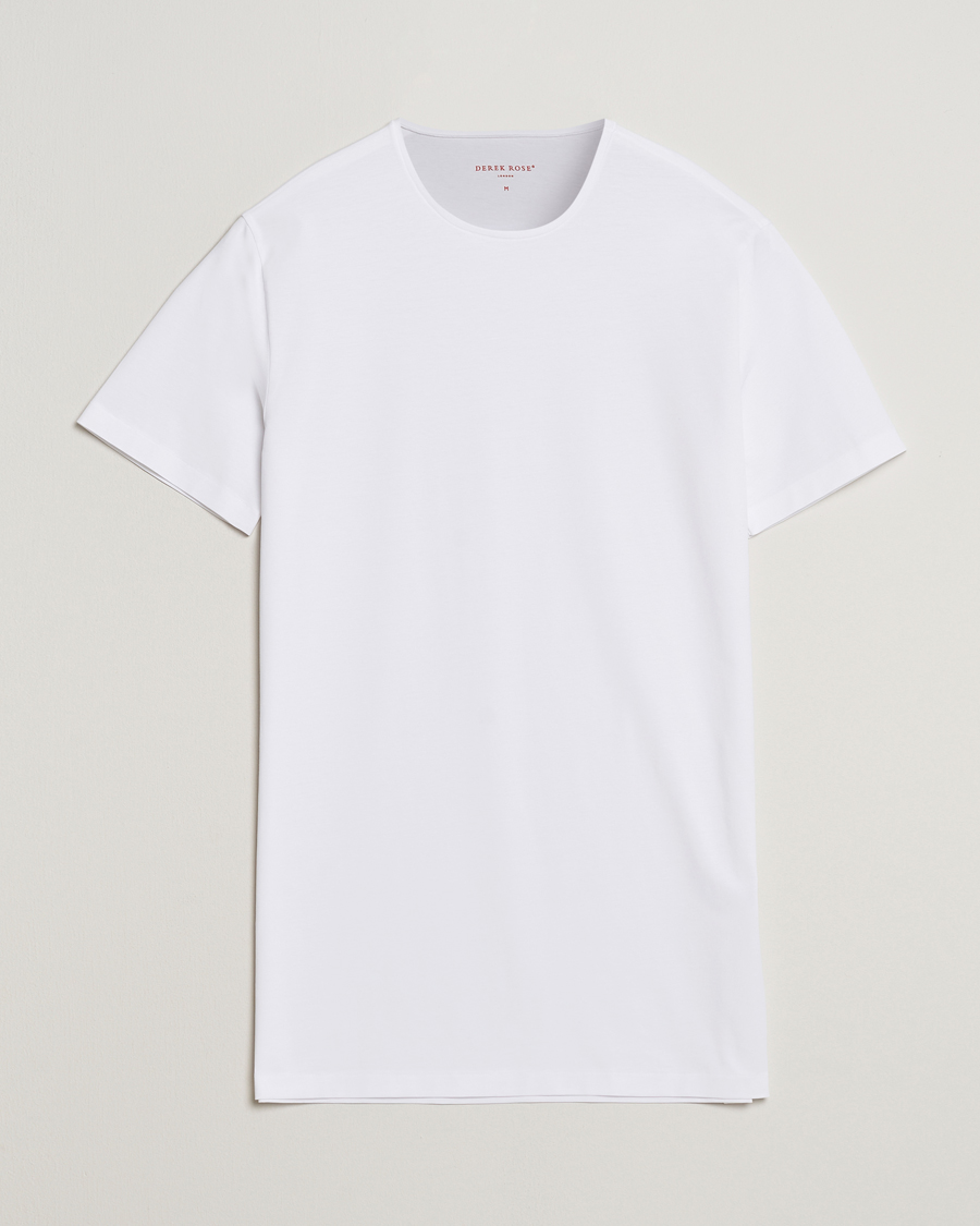 Herren | T-Shirts | Derek Rose | Pima Cotton Crew Neck T-Shirt White