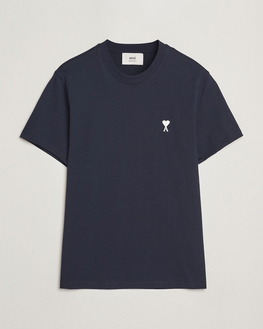 Herren | T-Shirts | AMI | Off White Heart Logo T-Shirt Night Blue