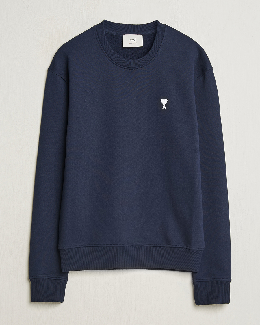 Herren | Pullover | AMI | Off White Heart Logo Sweatshirt Night Blue