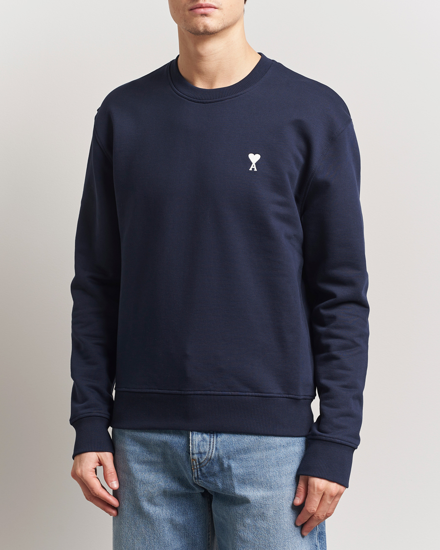Herren | Pullover | AMI | Off White Heart Logo Sweatshirt Night Blue