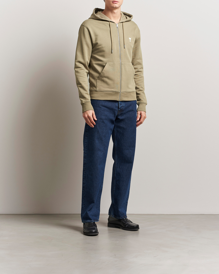 Herren | Pullover | AMI | Off White Heart Logo Full Zip Hoodie Beige