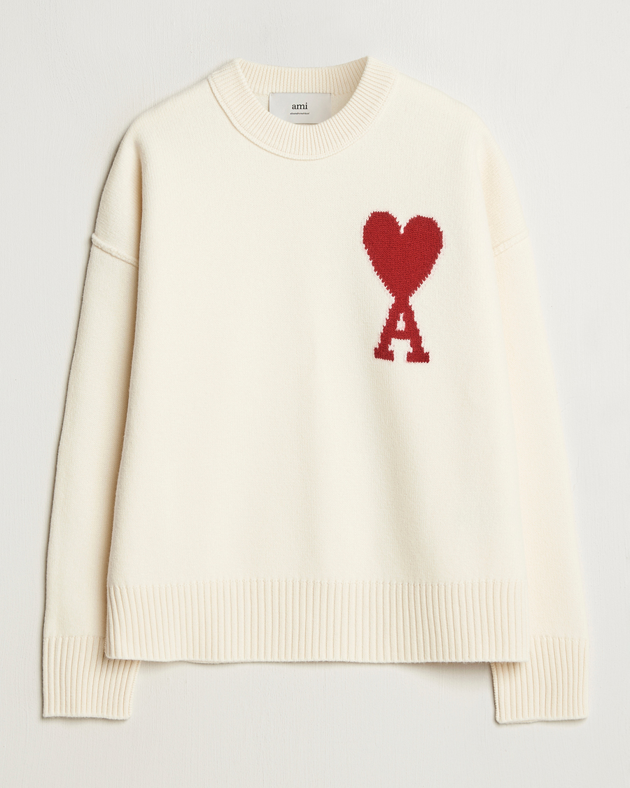 Herren | Pullover | AMI | Big Heart Wool Sweater Off White