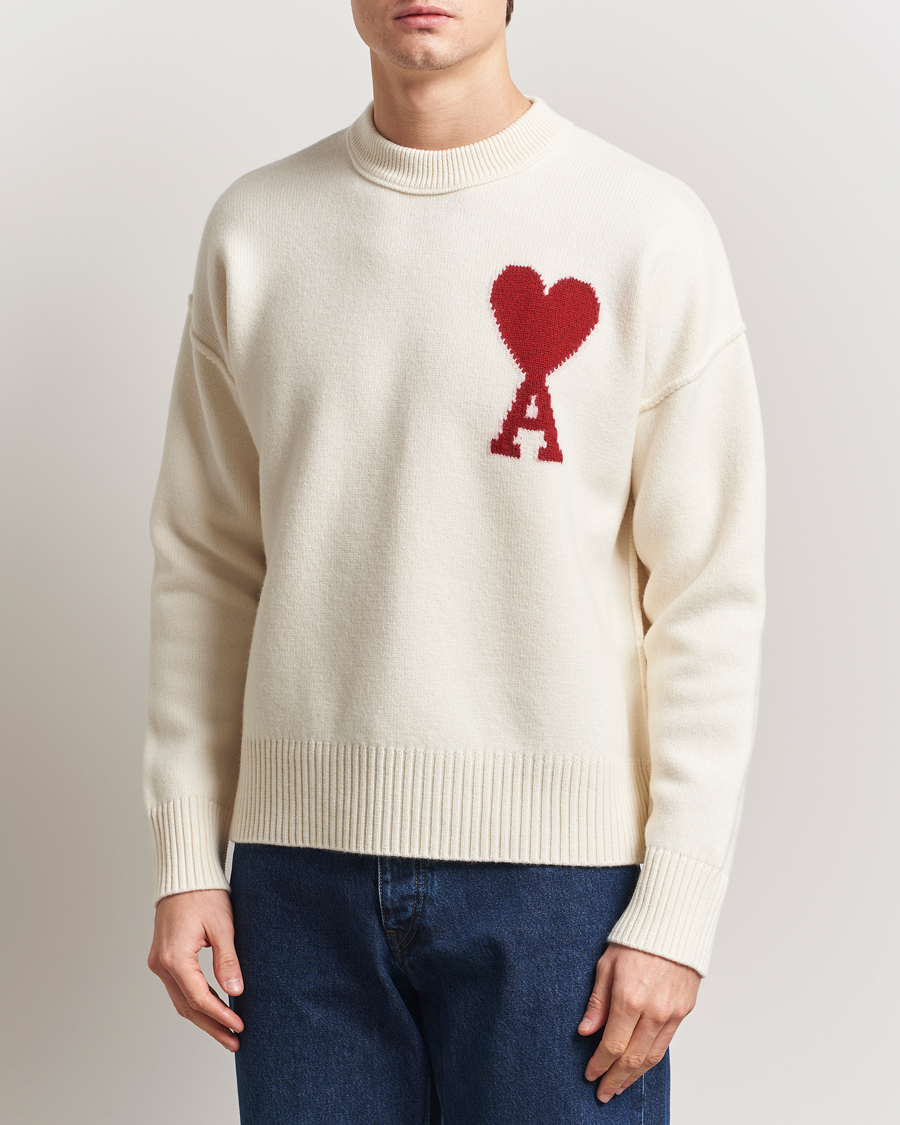 Herren | Pullover | AMI | Big Heart Wool Sweater Off White