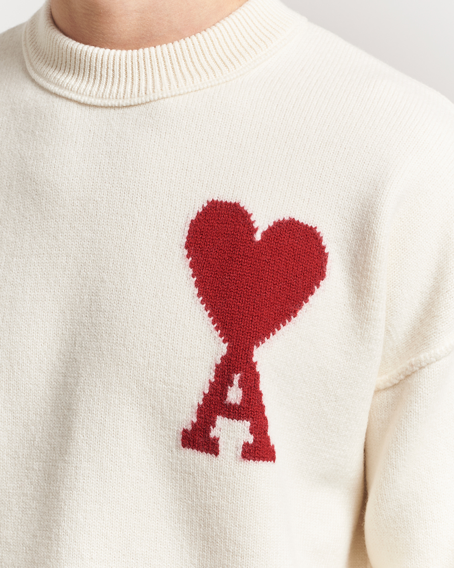 Herren | Pullover | AMI | Big Heart Wool Sweater Off White