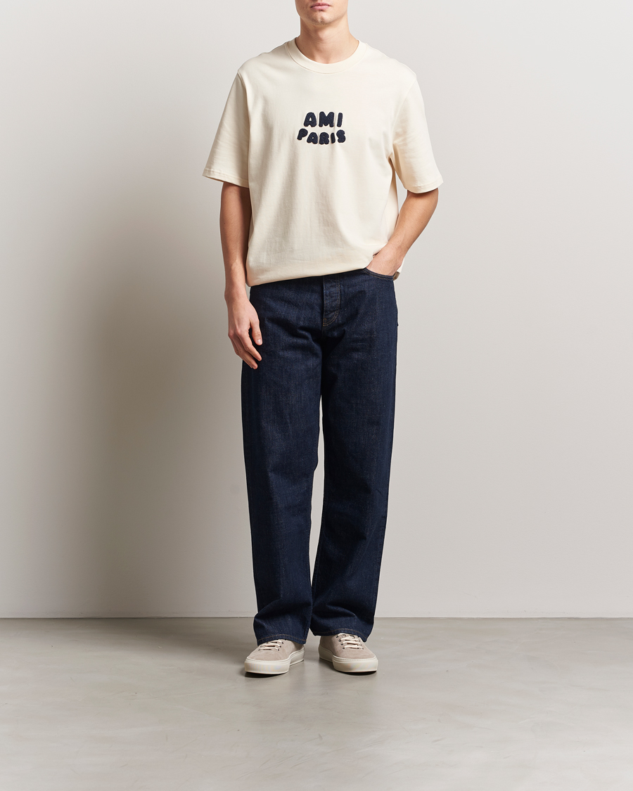 Herren | T-Shirts | AMI | Paris Logo T-Shirt White Cream