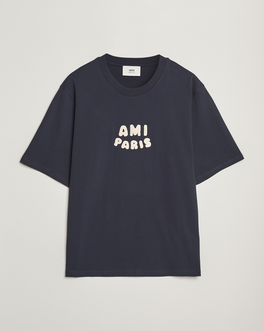 Herren | T-Shirts | AMI | Paris Logo T-Shirt Navy Blue