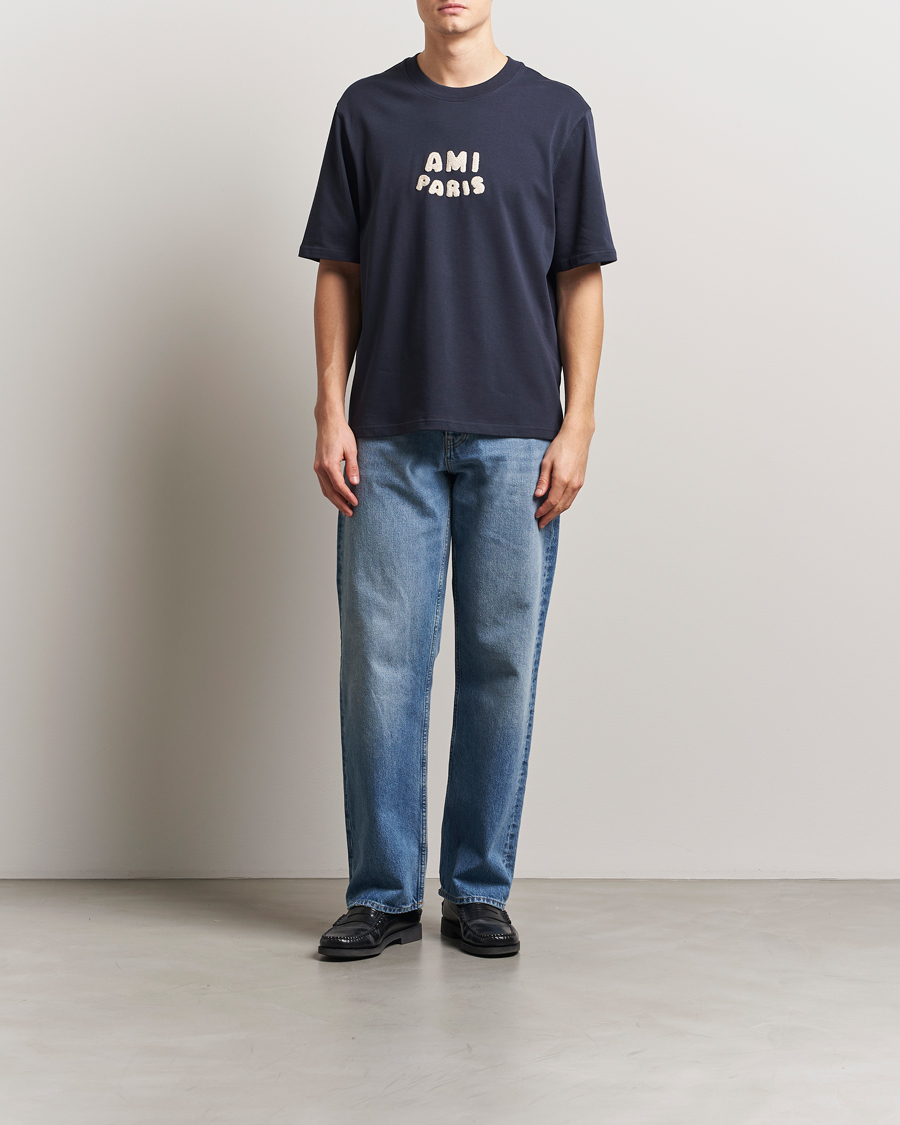 Herren | T-Shirts | AMI | Paris Logo T-Shirt Navy Blue