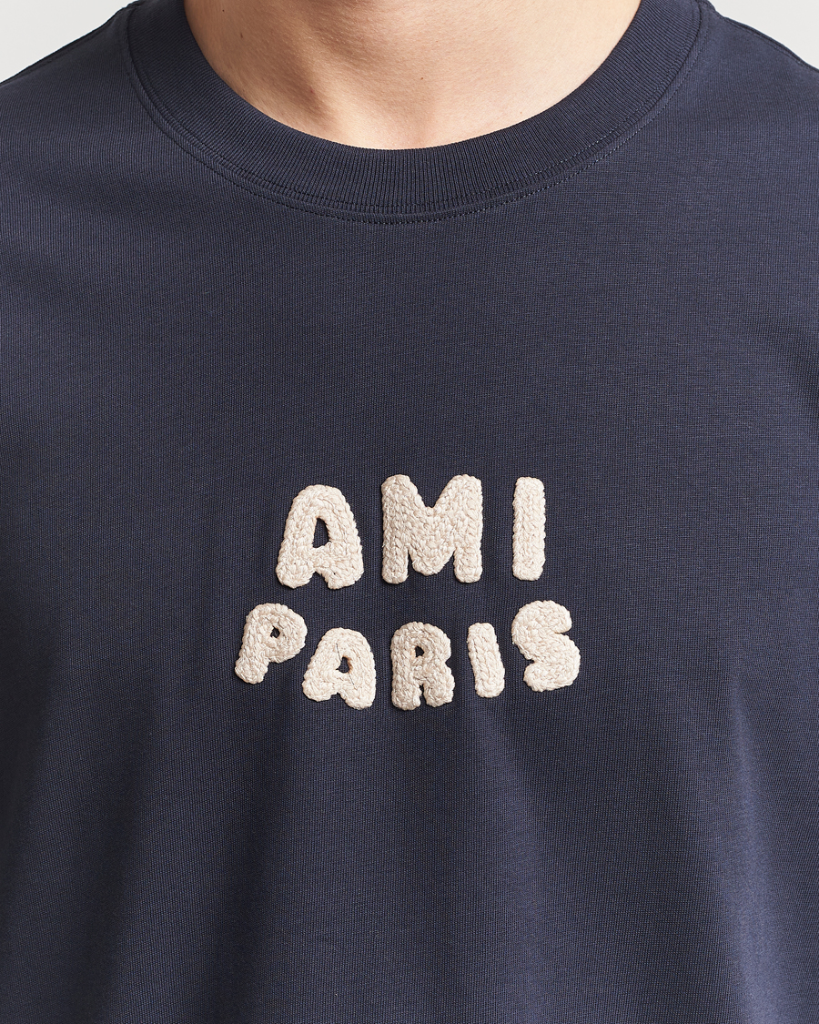 Herren | T-Shirts | AMI | Paris Logo T-Shirt Navy Blue