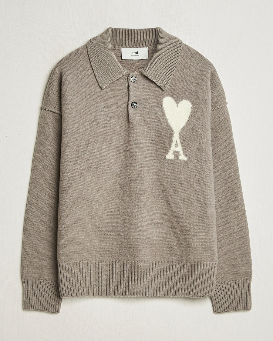 Herren | Pullover | AMI | Big Heart Wool Polo Ash