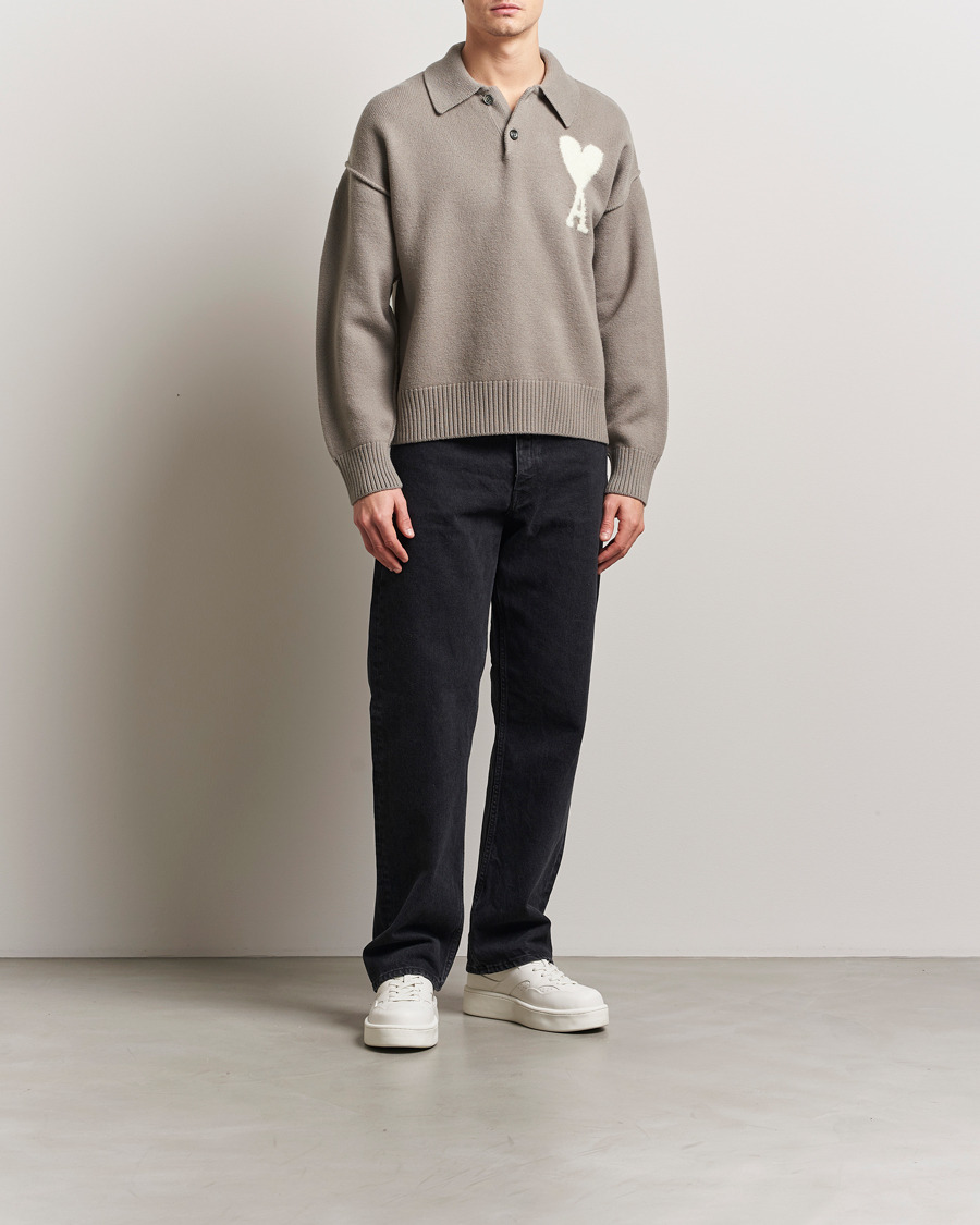 Herren | Pullover | AMI | Big Heart Wool Polo Ash