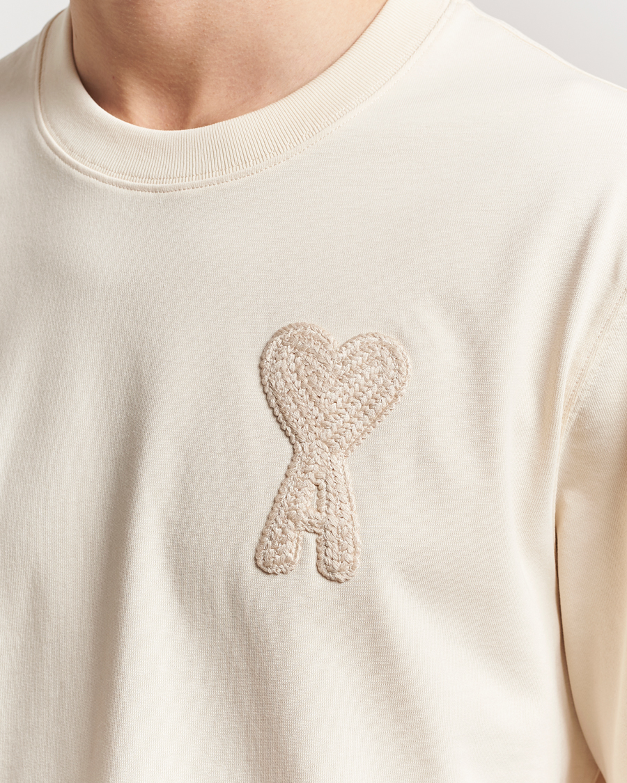 Herren | T-Shirts | AMI | Bouclé Heart T-Shirt White Cream