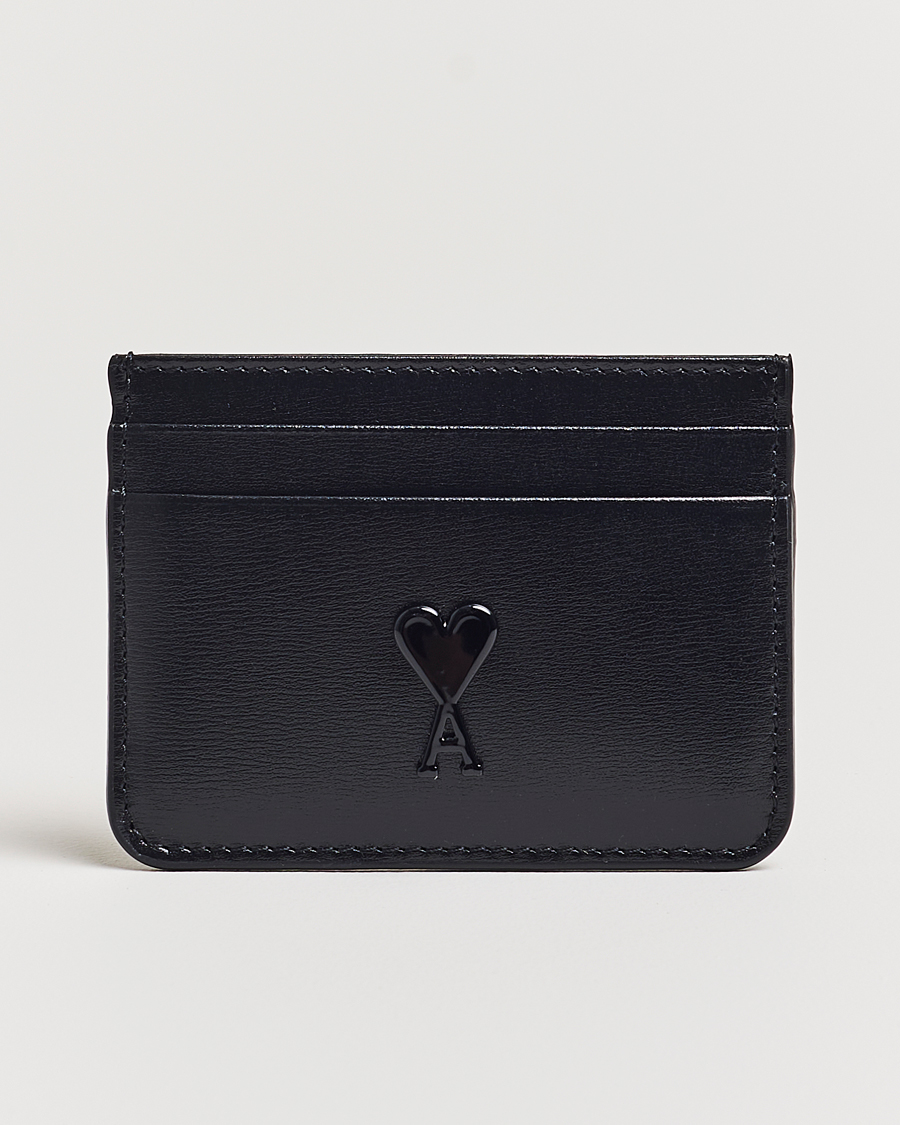 Herren | AMI Tonal Heart Logo Card Holder Black | AMI | Tonal Heart Logo Card Holder Black