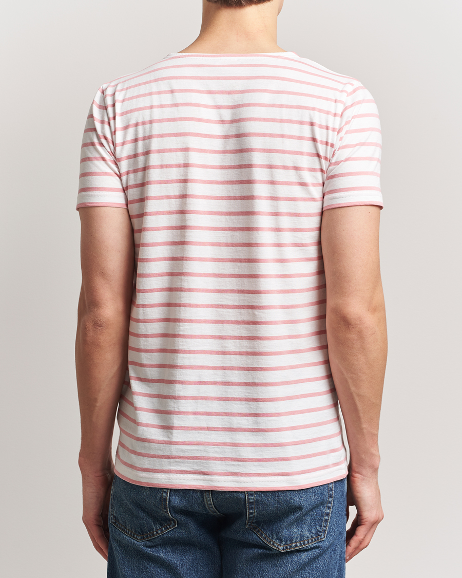 Herren | T-Shirts | Armor-lux | Hoëdic Boatneck Héritage Stripe T-shirt Milk/Bubblegum