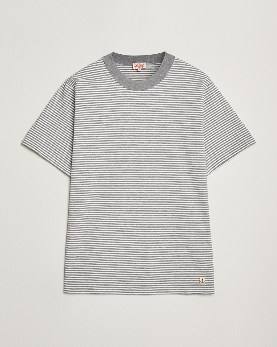 Herren | T-Shirts | Armor-lux | Callac Héritage Stripe T-Shirt Misty Grey/Milk