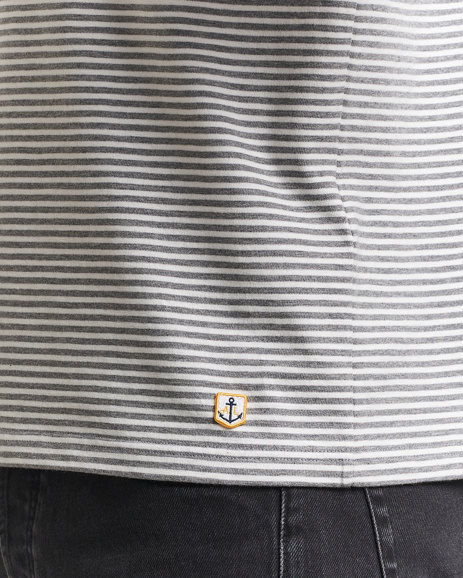 Herren | T-Shirts | Armor-lux | Callac Héritage Stripe T-Shirt Misty Grey/Milk