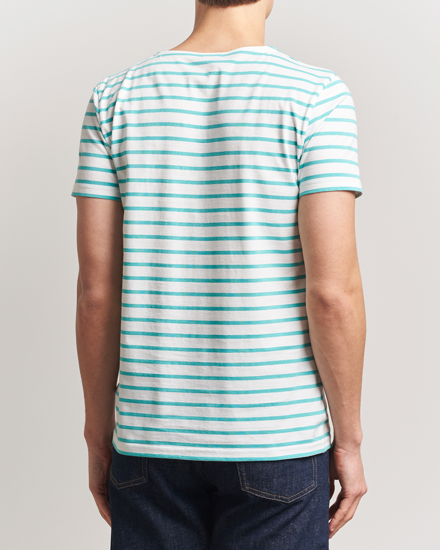 Herren | T-Shirts | Armor-lux | Hoëdic Boatneck Héritage Stripe T-shirt Milk/Laguna