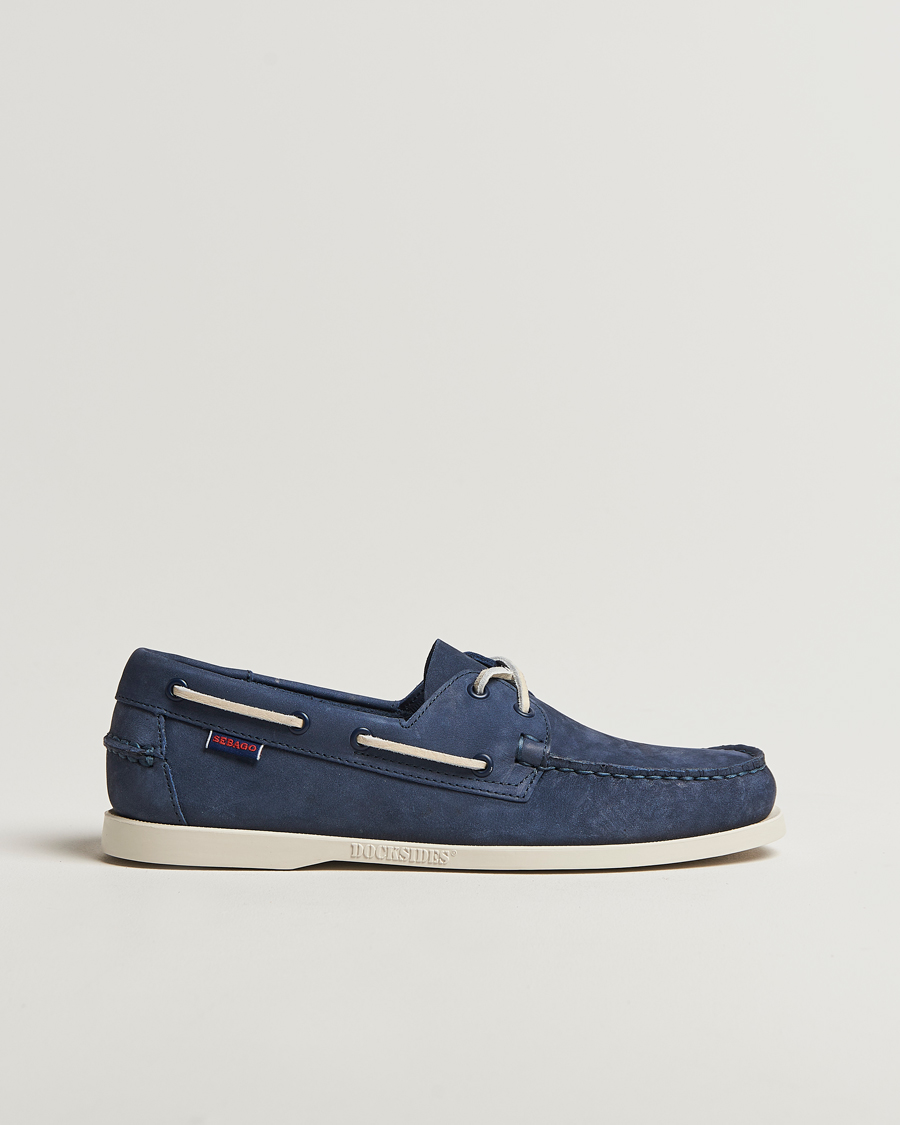 Herren | Sebago Docksides Portland Nubuck Boat Shoe Blue Navy | Sebago | Docksides Portland Nubuck Boat Shoe Blue Navy