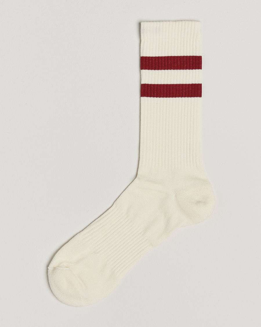 Herren | Unterwäsche | Sweyd | Two Stripe Cotton Socks White/Red