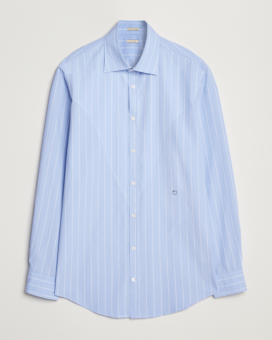 Herren | Hemden | Massimo Alba | Genova Striped Cotton Shirt Light Blue