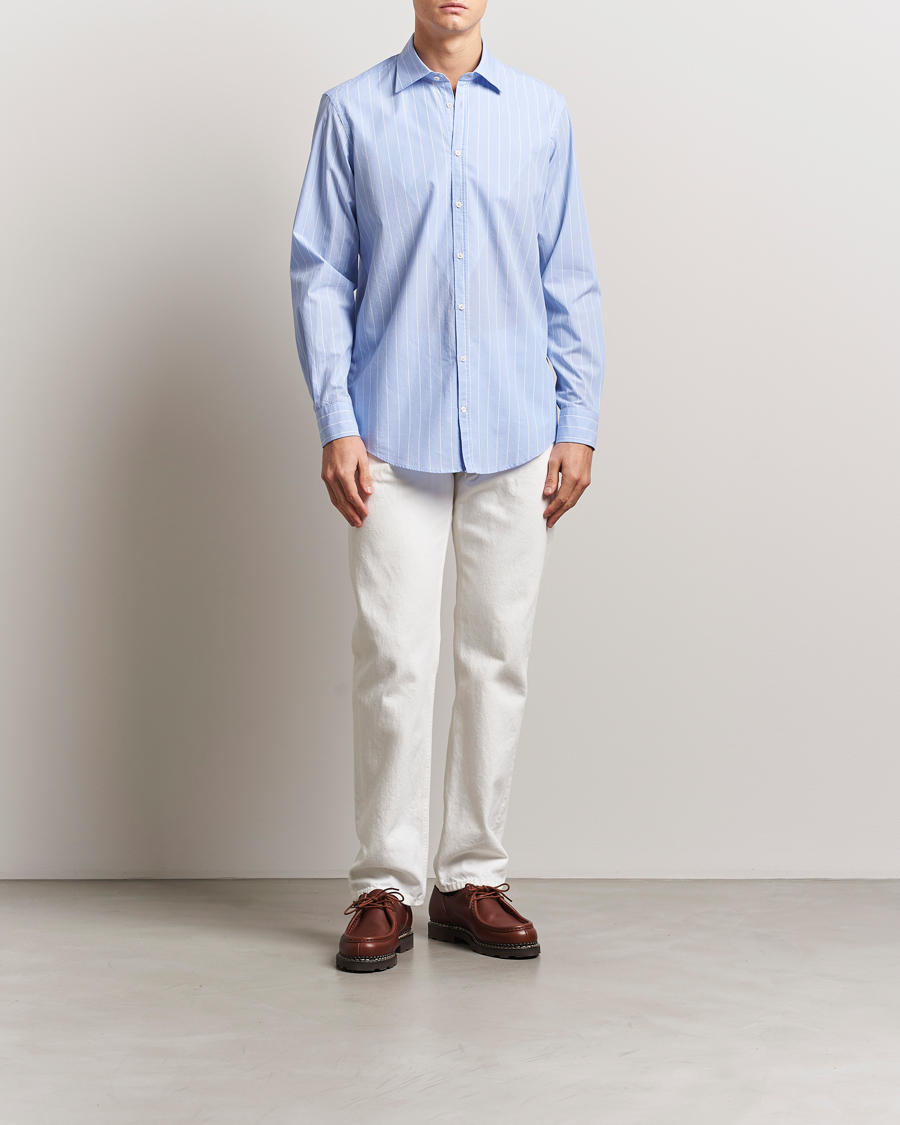 Herren | Hemden | Massimo Alba | Genova Striped Cotton Shirt Light Blue