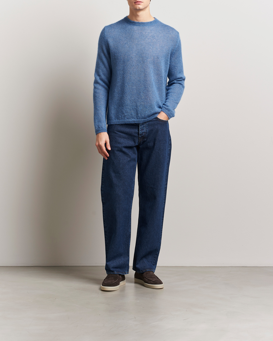 Herren | Pullover | Massimo Alba | Baby Mohair Crew Neck Pullover Sky Blue
