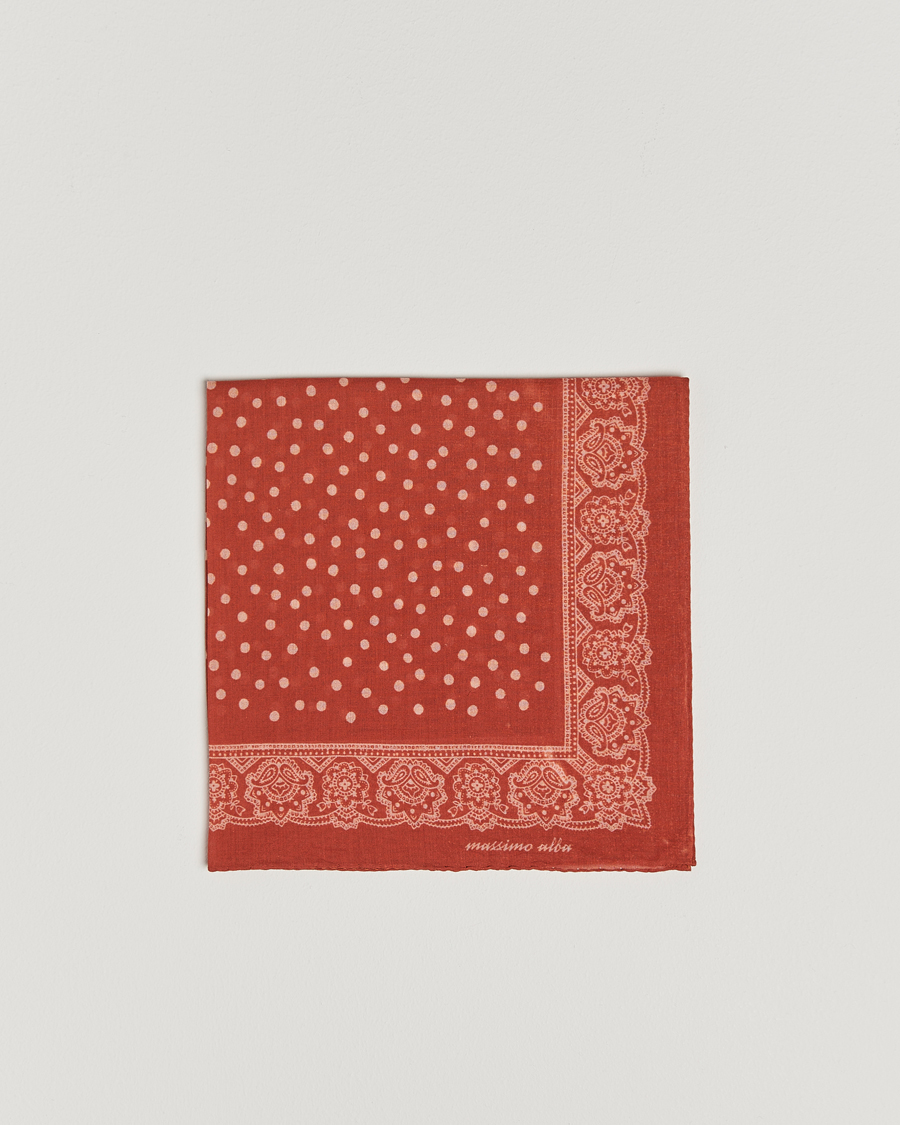 Herren | Massimo Alba Printed Cotton Voile Handkerchief Burn Red | Massimo Alba | Printed Cotton Voile Handkerchief Burn Red