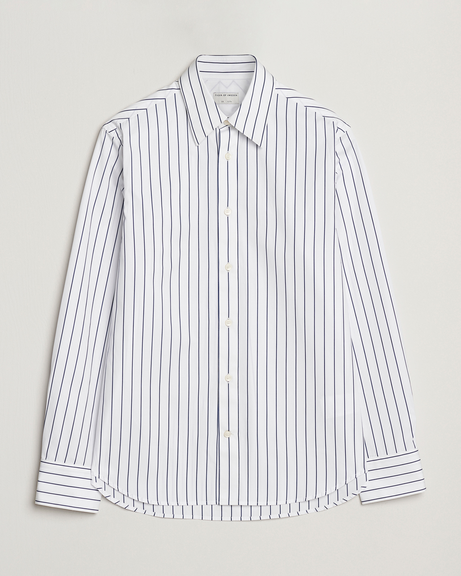 Herren | Hemden | Tiger of Sweden | Bennet Striped Cotton Shirt Pure White