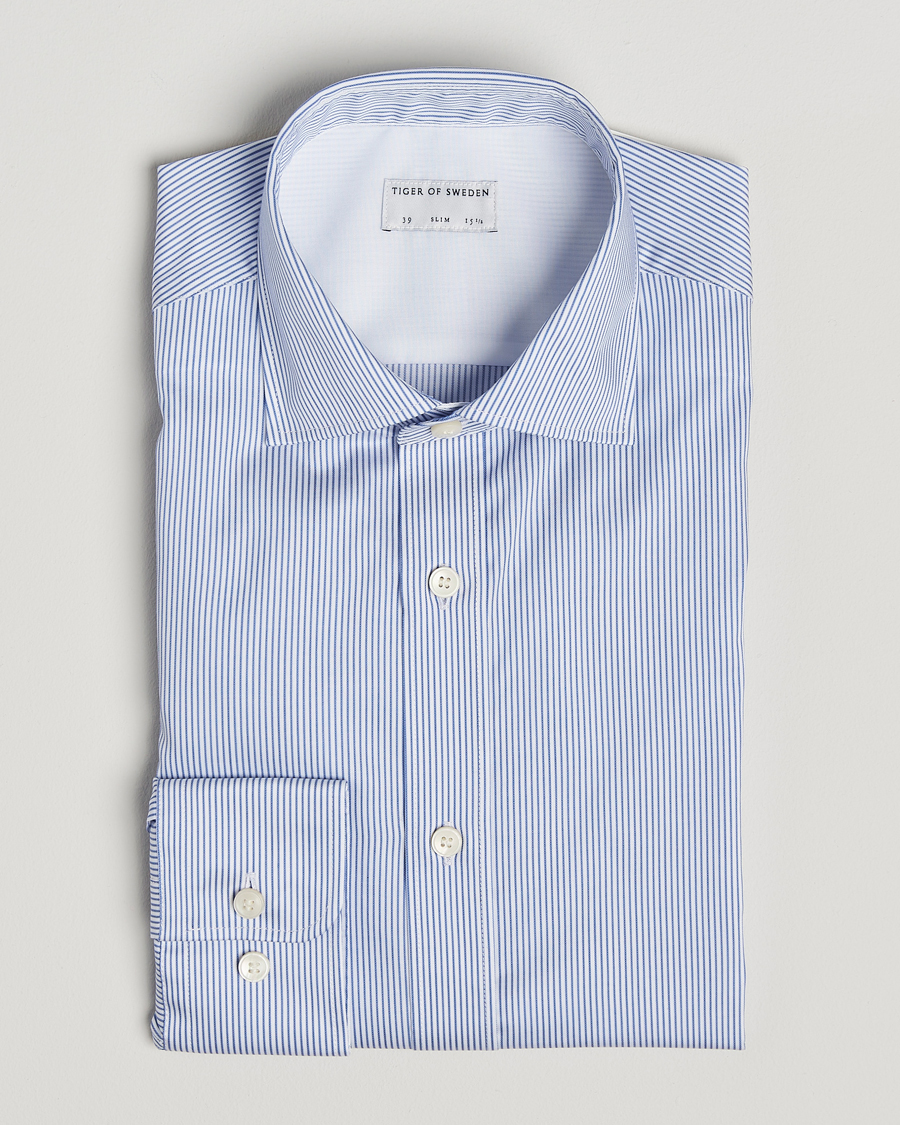 Herren | Hemden | Tiger of Sweden | Adley Cotton Striped Shirt Blue