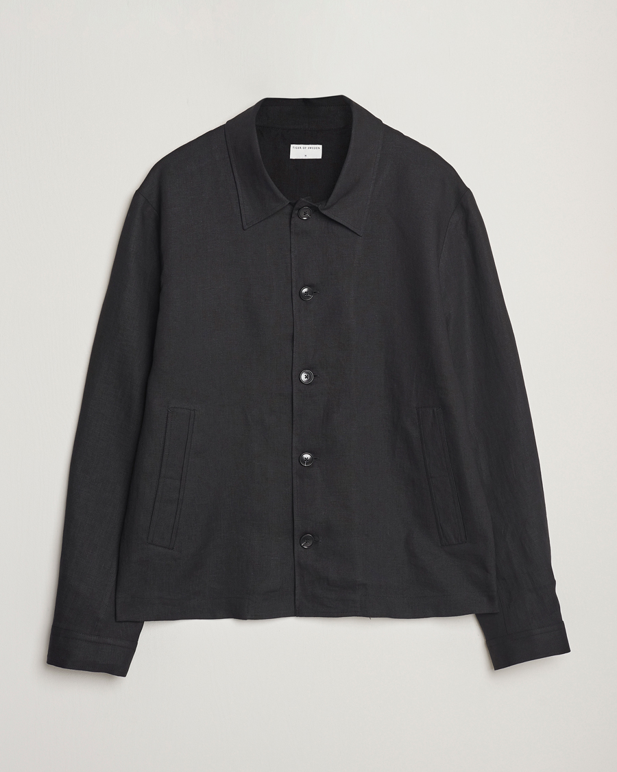 Herren | Hemden | Tiger of Sweden | Barnaby Linen Overshirt Black