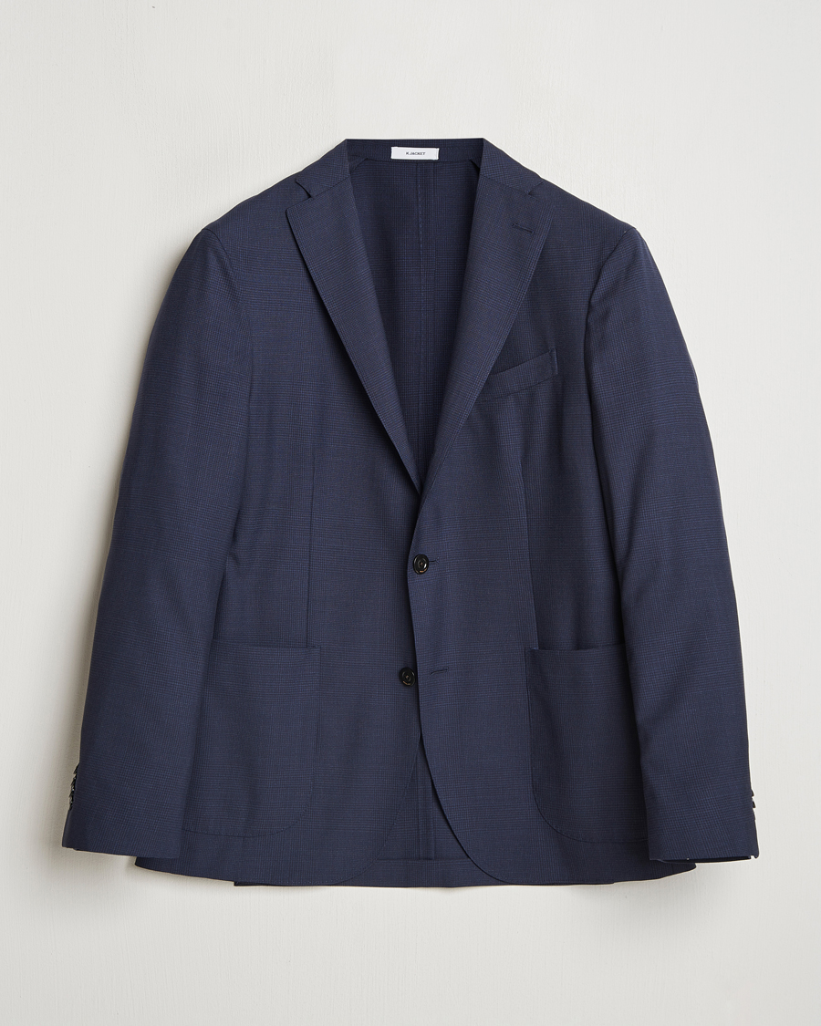 Herren | Sakkos | Boglioli | K Jacket 14 Micron Wool Blazer Navy Check