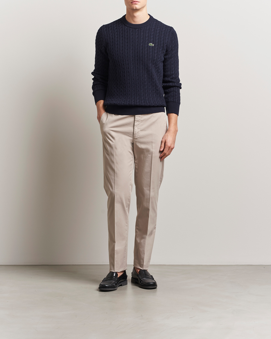 Herren | Pullover | Lacoste | Cotton Cable Sweater Navy Blue
