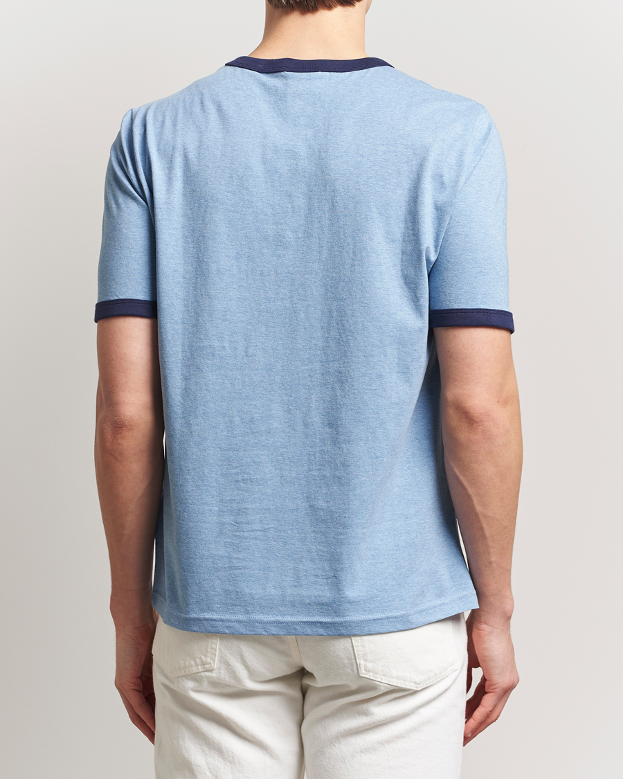 Herren | T-Shirts | Nudie Jeans | Ricky Printed Ringer T-Shirt Blue Melange