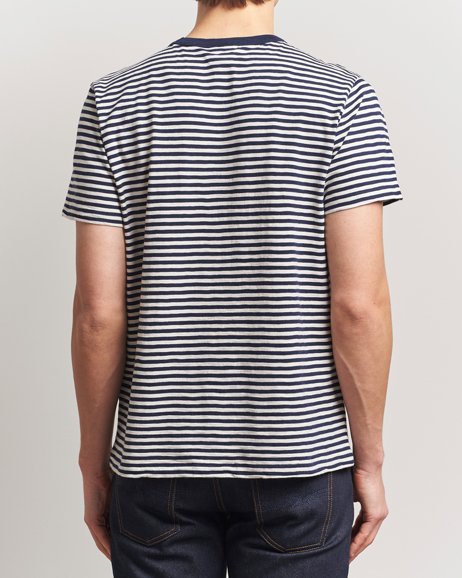 Herren | T-Shirts | Nudie Jeans | Roy Striped Slub T-Shirt Blue/Off White
