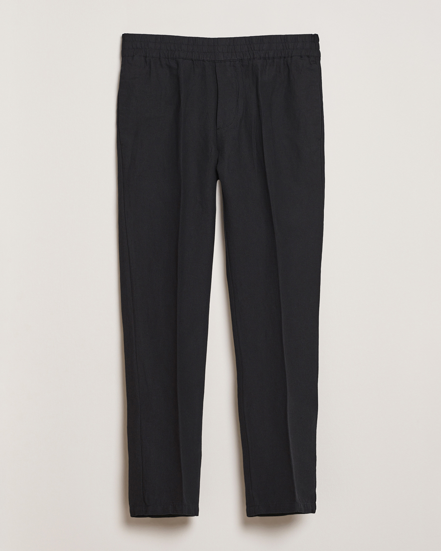 Herren | Hosen | Samsøe Samsøe | Smithy Linen/Cotton Drawstring Trousers Black