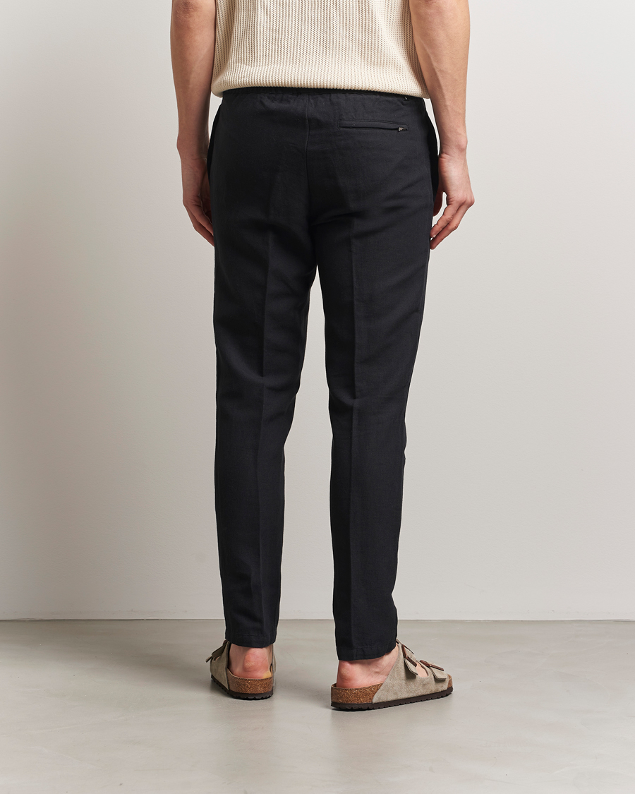 Herren | Hosen | Samsøe Samsøe | Smithy Linen/Cotton Drawstring Trousers Black