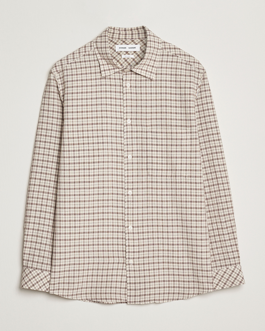 Herren | Hemden | Samsøe Samsøe | Damon Viscose/Cotton Checked Shirt Canteen