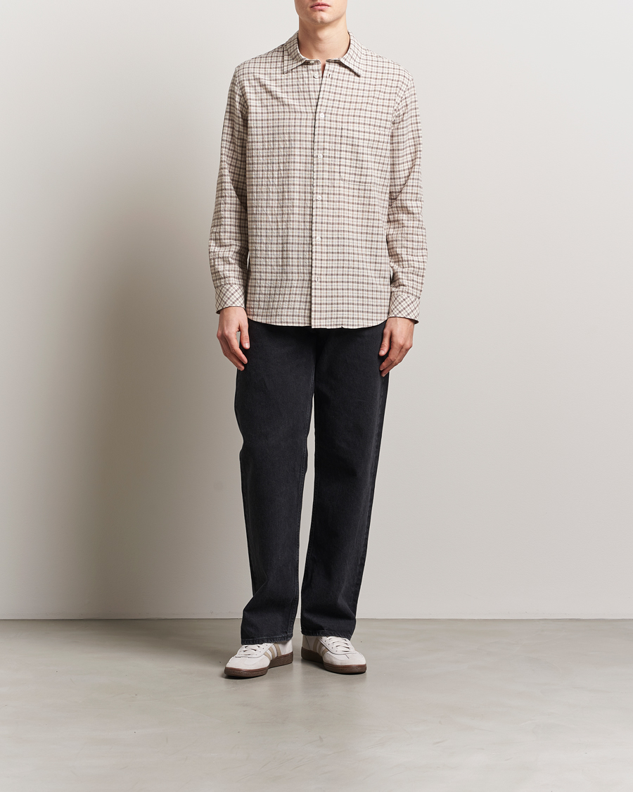 Herren | Hemden | Samsøe Samsøe | Damon Viscose/Cotton Checked Shirt Canteen