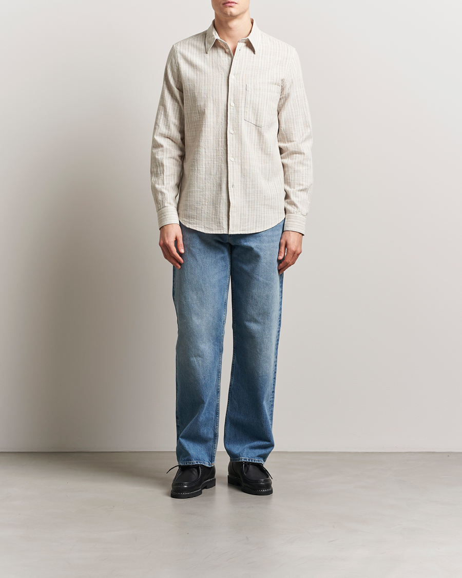 Herren | Hemden | Samsøe Samsøe | Liam Cotton/Linen Striped Shirt Moonstruck