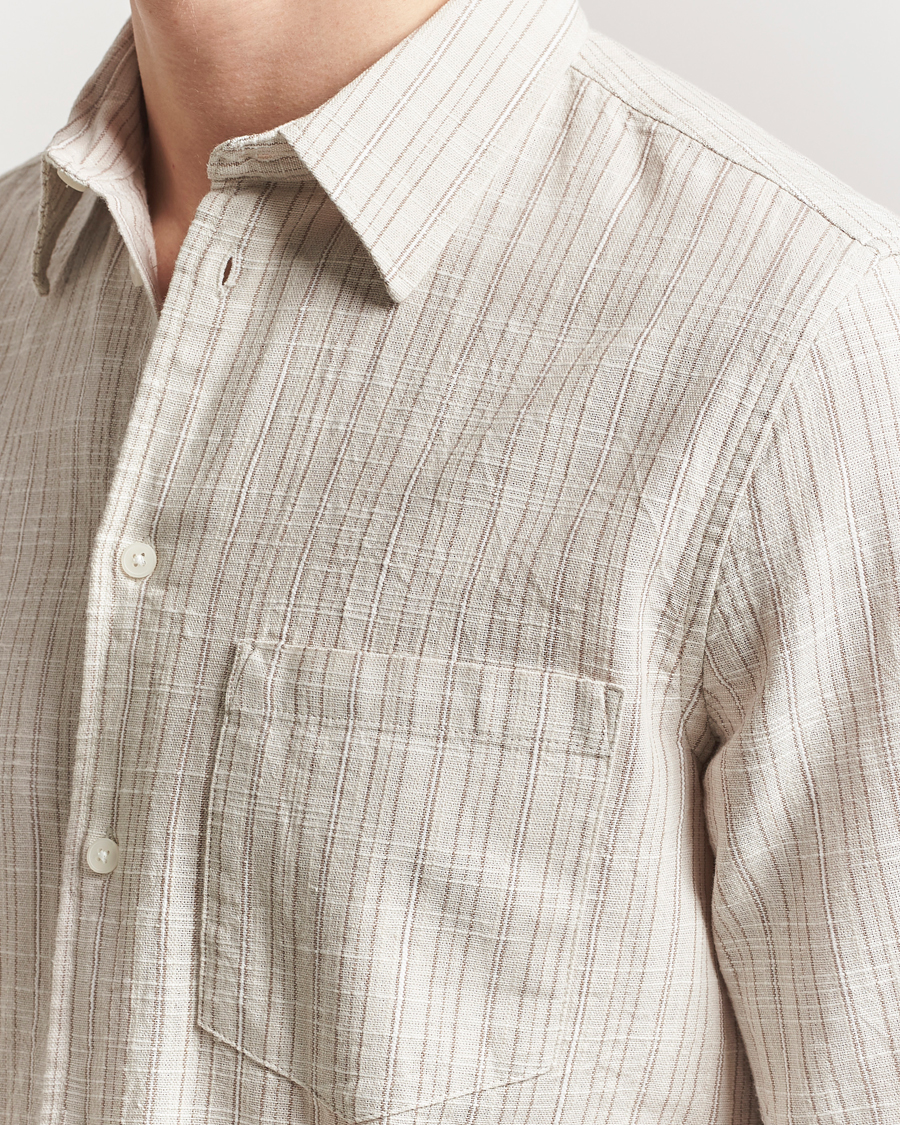 Herren | Hemden | Samsøe Samsøe | Liam Cotton/Linen Striped Shirt Moonstruck
