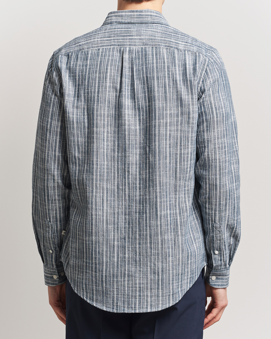 Herren | Hemden | Samsøe Samsøe | Liam Cotton/Linen Striped Shirt Orion Blue